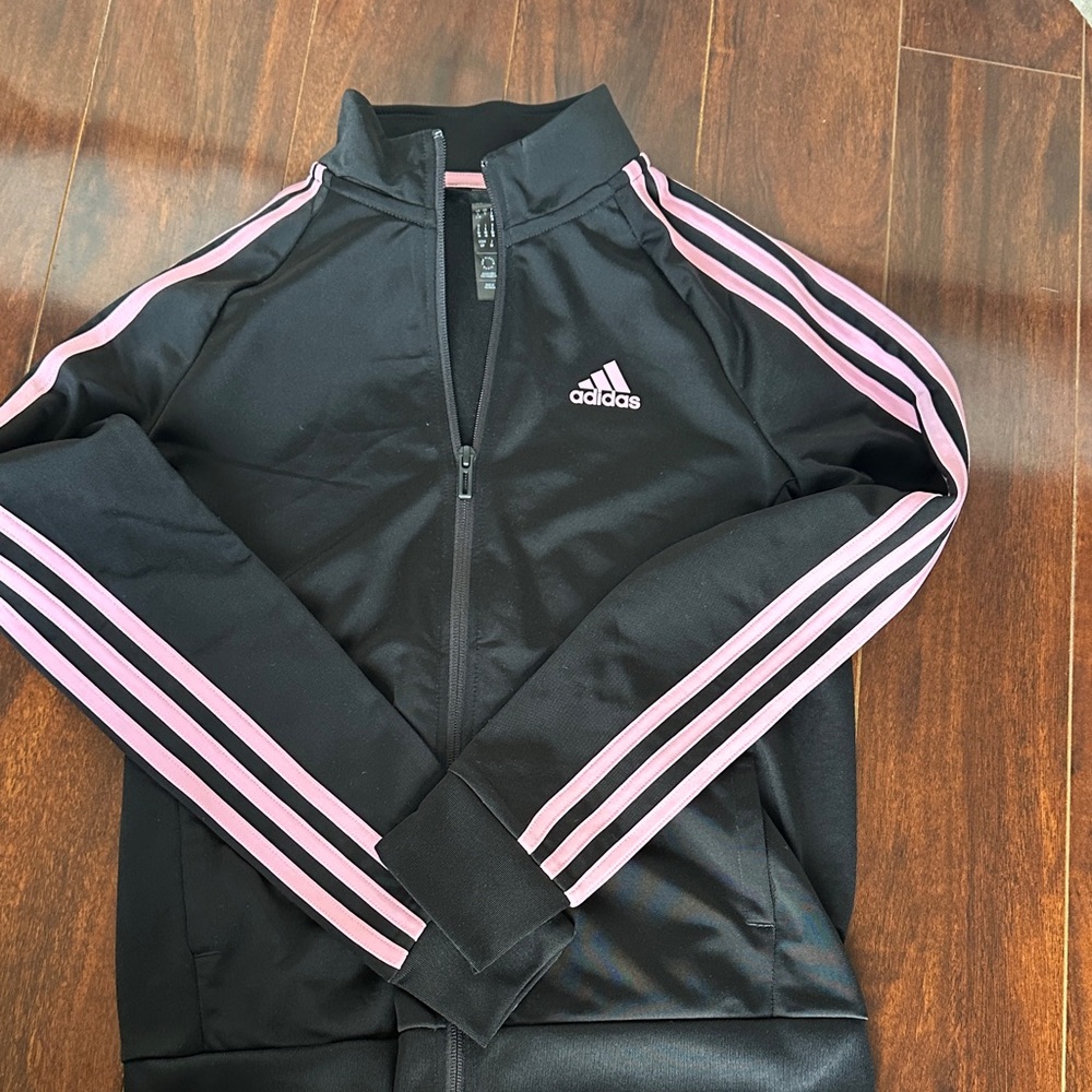 Adidas Black Jacket with Pink Accents